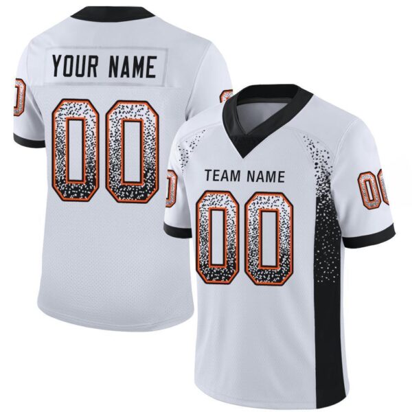 Custom White Black-Orange Drift Fashion Football Jersey