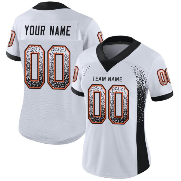 Custom White Black-Orange Drift Fashion Football Jersey