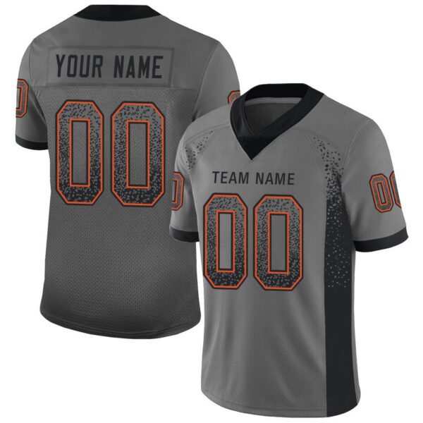 Custom Gray Black-Orange Drift Fashion Football Jersey