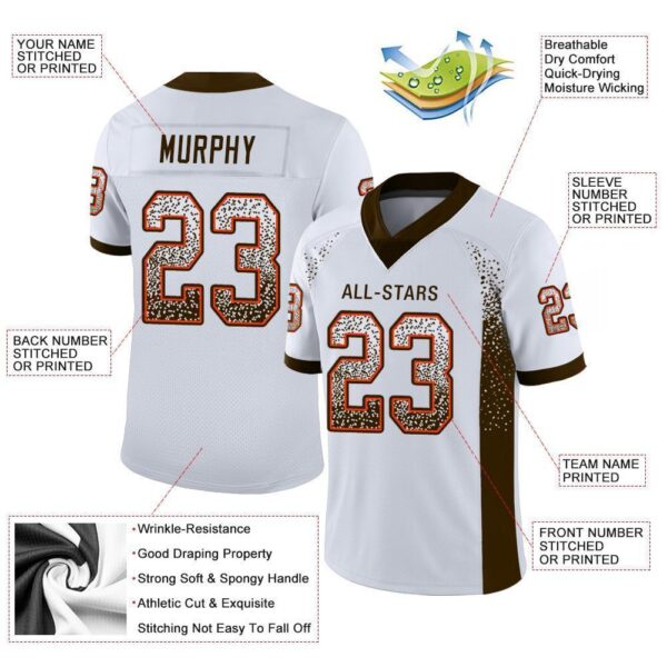Custom White Brown-Orange Drift Fashion Football Jersey