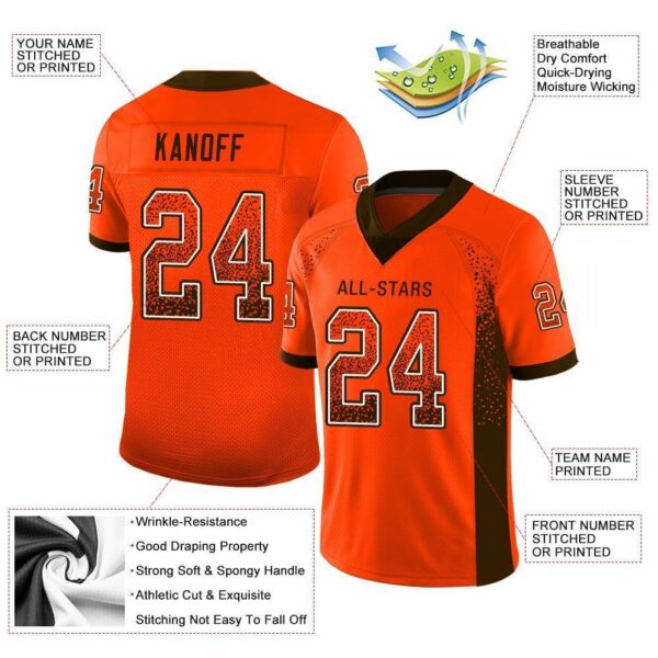 Custom Orange Brown-White Drift Fashion Football Jersey