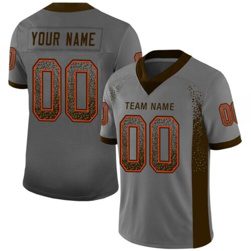 cleveland_0053 Custom Gray Brown-Orange Drift Fashion Football Jersey