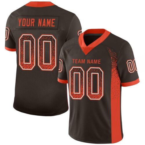 cleveland_0055 Custom Brown Orange-White Drift Fashion Football Jersey