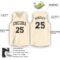 Custom Cream Black V-Neck Basketball Jersey