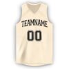 Custom Cream Black V-Neck Basketball Jersey