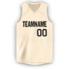 Custom Cream Black V-Neck Basketball Jersey