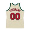 Custom Cream Red-Hunter Green Authentic Throwback Basketball Jersey