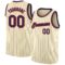 Custom Cream Navy Pinstripe Navy-Red Authentic Basketball Jersey