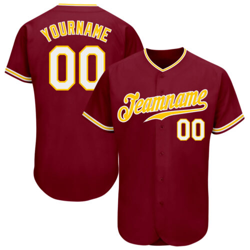 crimson_0039 Custom Crimson White-Gold Authentic Baseball Jersey