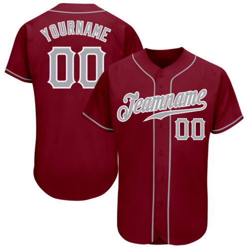 crimson_0047 Custom Crimson Gray-White Authentic Baseball Jersey