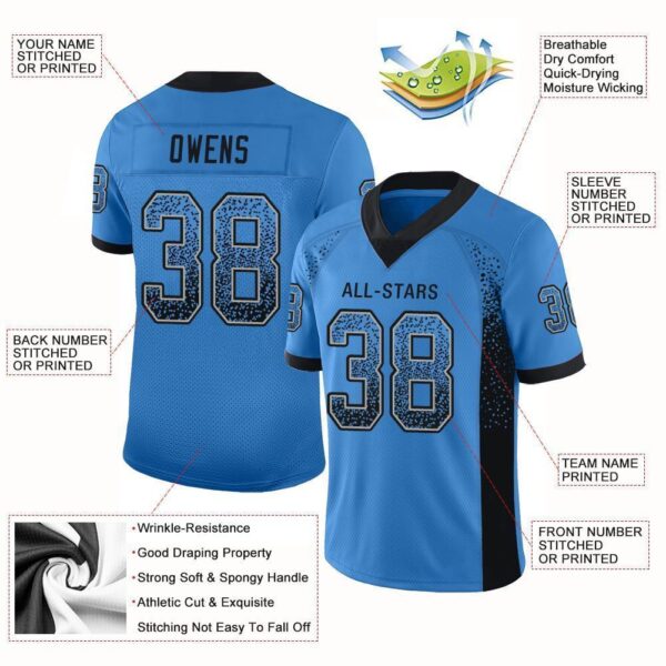 detroit_0052-1 Custom Powder Blue Black-Gray Drift Fashion Football Jersey