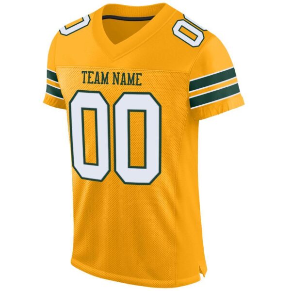 gold_0006-2 Custom Gold White-Green Mesh Authentic Football Jersey