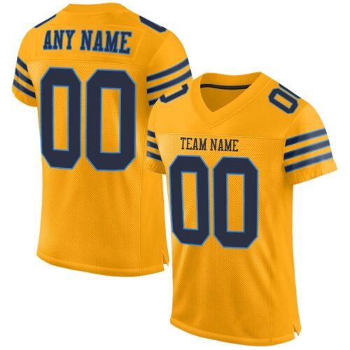 gold_0012 Custom Gold Navy-Powder Blue Mesh Authentic Football Jersey