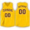Custom Gold Purple V-Neck Basketball Jersey