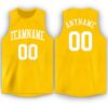 Custom Gold White Round Neck Basketball Jersey
