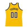 Custom Gold Navy-White Authentic Throwback Basketball Jersey