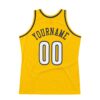 Custom Gold White-Navy Authentic Throwback Basketball Jersey