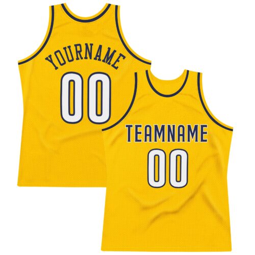 gold_0073 Custom Gold White-Navy Authentic Throwback Basketball Jersey