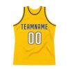 Custom Gold White-Navy Authentic Throwback Basketball Jersey