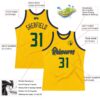 Custom Gold Hunter Green-Navy Authentic Throwback Basketball Jersey