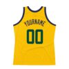 Custom Gold Hunter Green-Navy Authentic Throwback Basketball Jersey