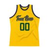 Custom Gold Hunter Green-Navy Authentic Throwback Basketball Jersey
