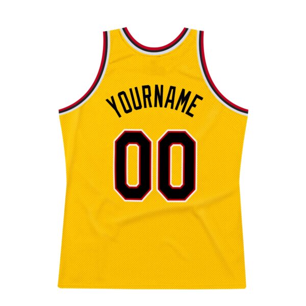Custom Gold Black-Red Authentic Throwback Basketball Jersey