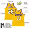 Custom Gold White-Purple Authentic Throwback Basketball Jersey