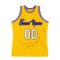 Custom Gold White-Purple Authentic Throwback Basketball Jersey