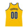 Custom Gold Navy-Light Blue Authentic Throwback Basketball Jersey