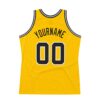 Custom Gold Black-White Authentic Throwback Basketball Jersey