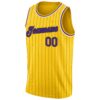 Custom Gold Black Pinstripe Purple-White Authentic Basketball Jersey
