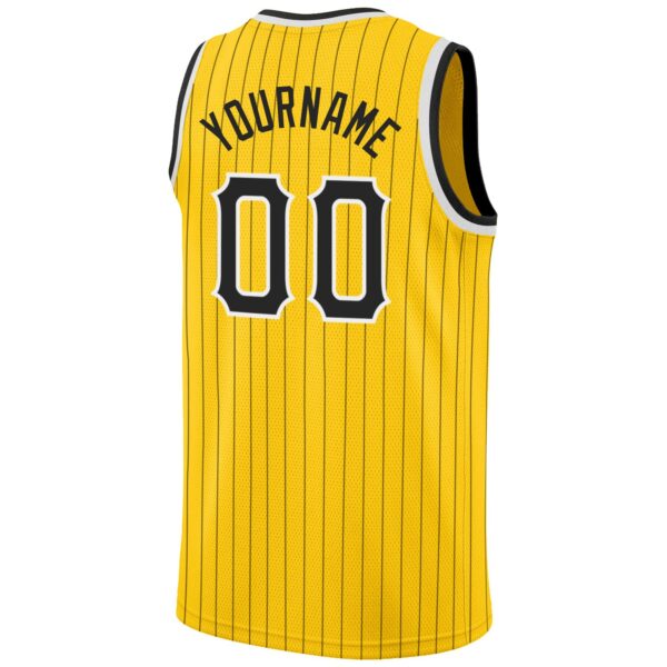 Custom Gold Black Pinstripe Black-White Authentic Basketball Jersey