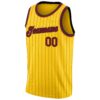 Custom Gold Black Pinstripe Maroon-Black Authentic Basketball Jersey