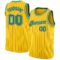 Custom Gold Black Pinstripe Kelly Green-White Authentic Basketball Jersey