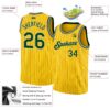 Custom Gold Black Pinstripe Green-Cream Authentic Basketball Jersey