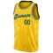 Custom Gold Black Pinstripe Green-Cream Authentic Basketball Jersey