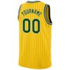 Custom Gold Black Pinstripe Green-Cream Authentic Basketball Jersey