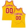 Custom Gold Red-White Authentic Throwback Basketball Jersey