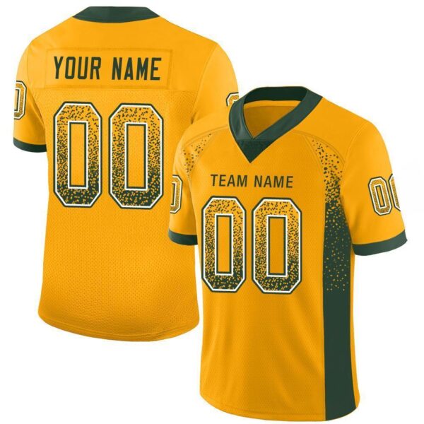 green_b_0027 Custom Gold Green-White Drift Fashion Football Jersey