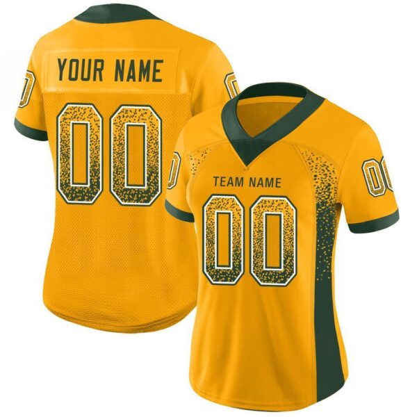 green_b_0028 Custom Gold Green-White Drift Fashion Football Jersey