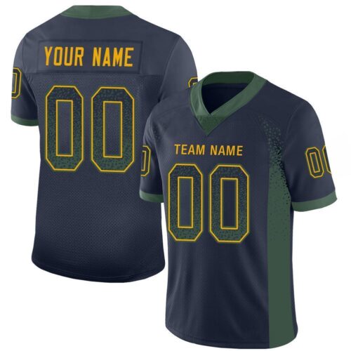 green_b_0031 Custom Navy Green-Gold Drift Fashion Football Jersey