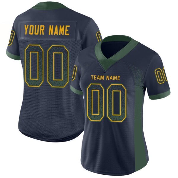 green_b_0032 Custom Navy Green-Gold Drift Fashion Football Jersey