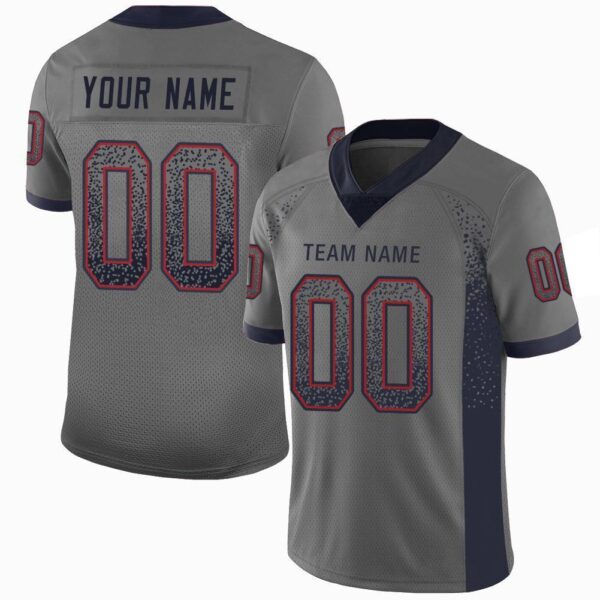 houston_0057 Custom Gray Navy-Red Drift Fashion Football Jersey