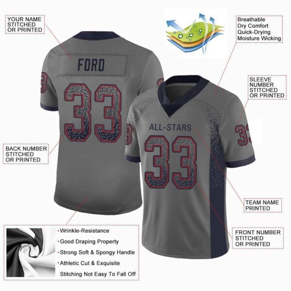 houston_0058-1 Custom Gray Navy-Red Drift Fashion Football Jersey