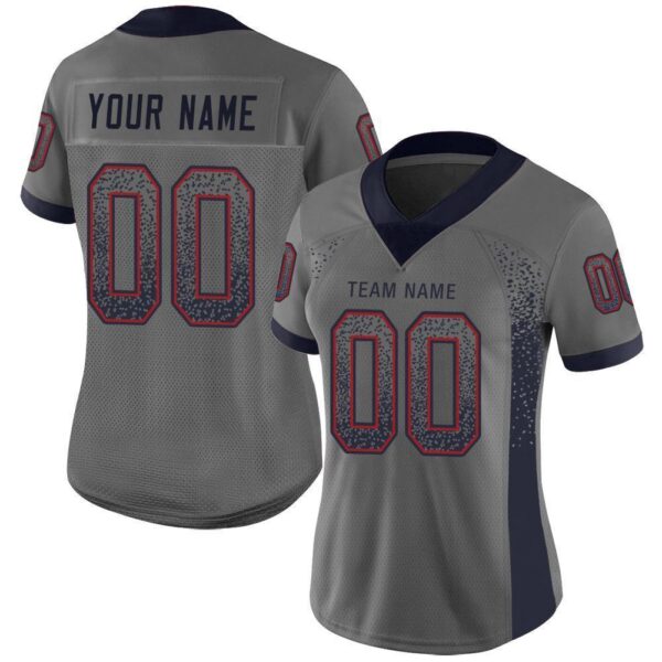 houston_0058 Custom Gray Navy-Red Drift Fashion Football Jersey
