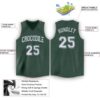 Custom Hunter Green White V-Neck Basketball Jersey