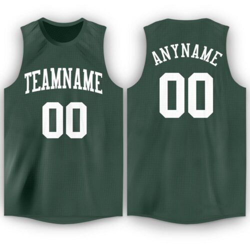 hunter_green_0003 Custom Hunter Green White Round Neck Basketball Jersey