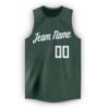 Custom Hunter Green White Round Neck Basketball Jersey