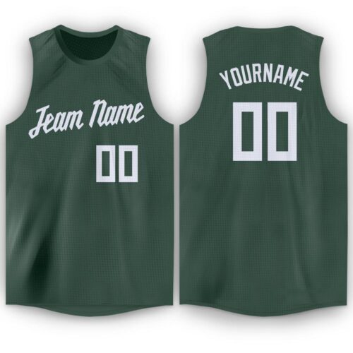 hunter_green_0004 Custom Hunter Green White Round Neck Basketball Jersey
